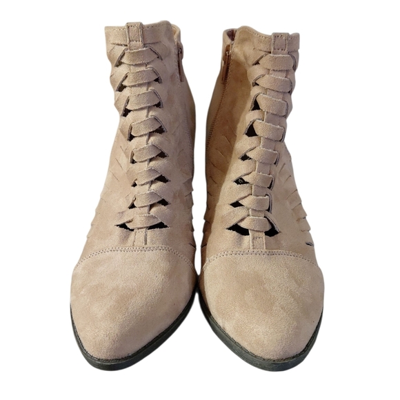Coconut’s by Matisse Ally Woven Suede Ankle Boots Tan Booties Size 9 - Picture 3 of 11